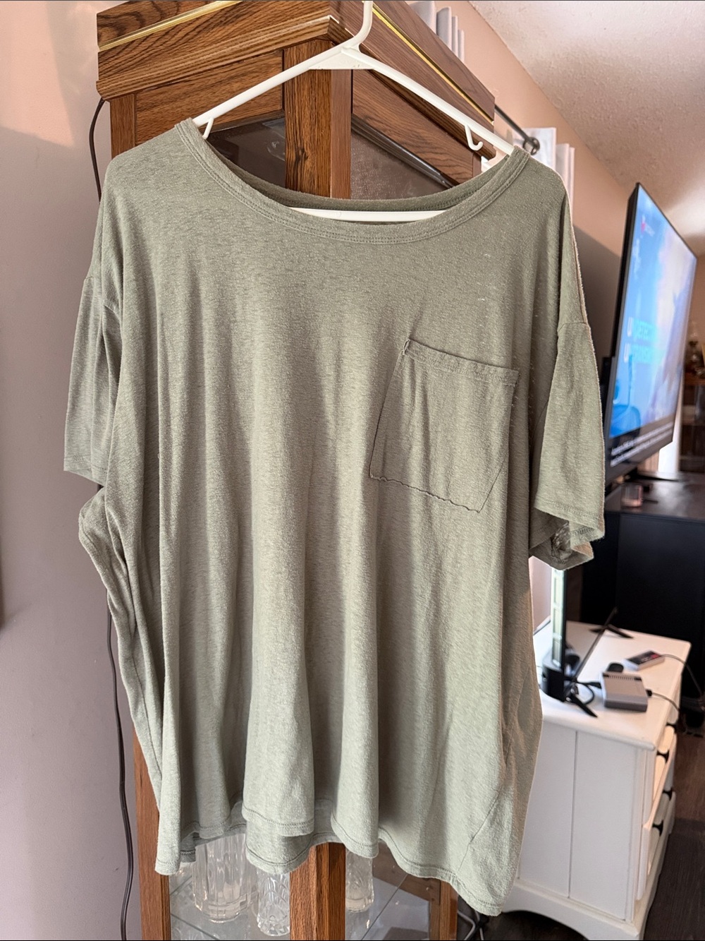 Arizona Jean Company Olive Green Short Sleeve Boyfriend Pocket Tee - Women's